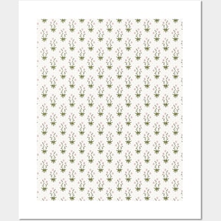 Floral pattern with small daisies and polka dots Posters and Art